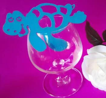 

Free Shipping 100pcs Ocean wedding Table Marker Wine Glass Name Place Cards blue Tortoise table cards wine glass markerspc001