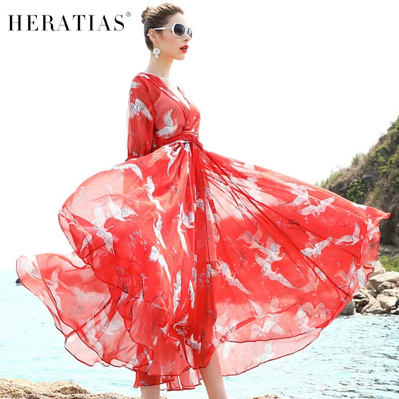 white and red floral maxi dress