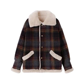 

New Autumn bomber jacket Winter Thick Lambs Wool Basic Jacket Women Corduroy Loose Coat Plus Size Cotton Warm Velvet Outerwear