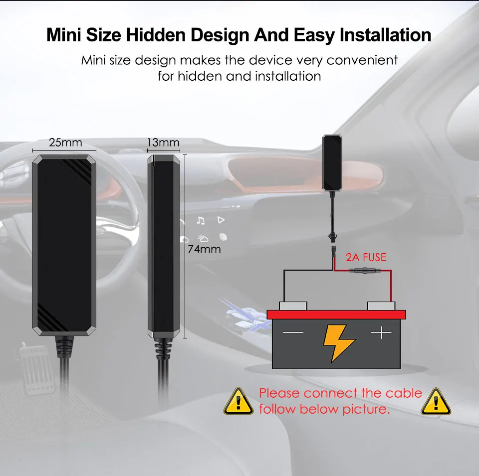 Мини-Автомобильный Gps трекер Размеры 74*25*13 мм 2g/GSM/ГЛОНАСС в реальном времени слежения отслеживание 9-100 v Автомобильный Gps локатор Мини Автомобильный Gps трек