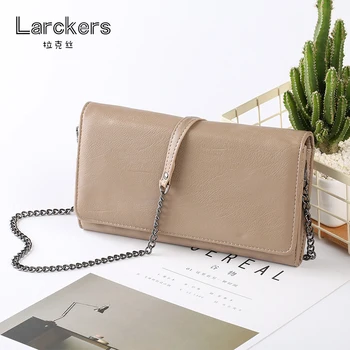 

Simplicity solid pu leather women clutches smooth metal chain ladies wallet utility women clutch hasp hand bag