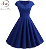 Femmes Robe d'été couleur unie rétro Vintage années 50 60 décontracté fête bureau Robe Rockabilly robes robes