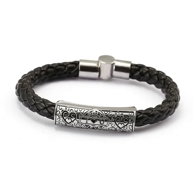 New Fashion Cool Men Jewelry Genuine Leather Bracelets I Love You New Fashion Cool Men Jewelry Genuine Leather Bracelets I Love You Design Male Bracelet Christmas Gift
