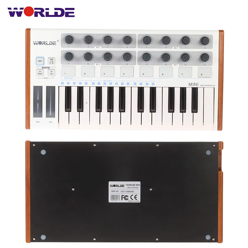 

New arrival Worlde Ultra-Portable Mini Professional 25-Key USB MIDI Drum Pad and Keyboard Controller