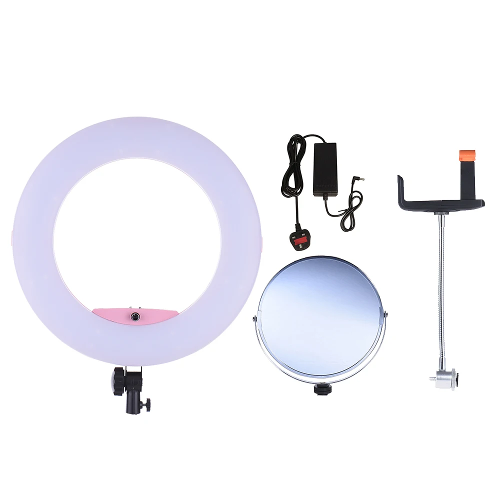 

Andoer FD-480II 96W 3200-5500K LED Video Ring Light Lamp w/ LCD Display Make-up Mirror Phone Holder Photography Studio Live