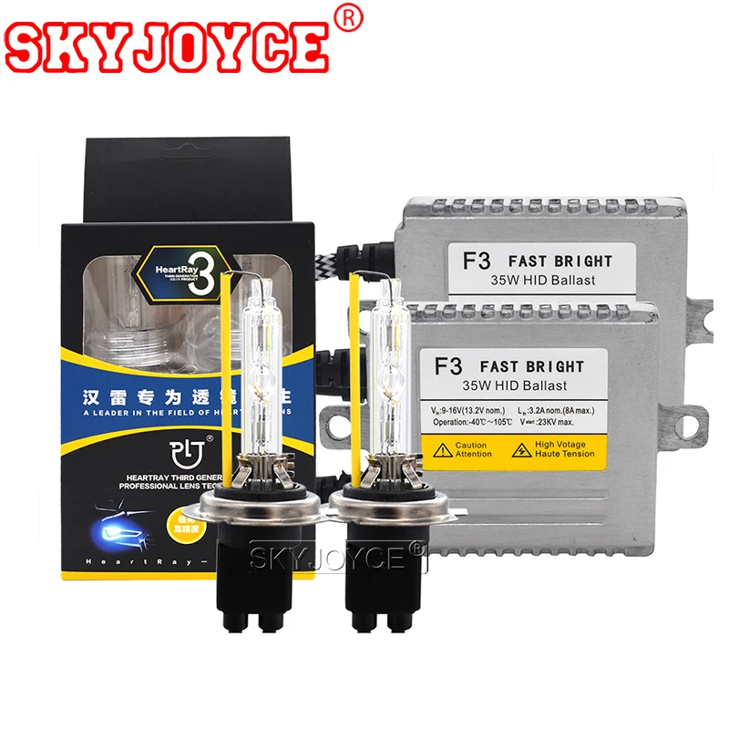 Комплект автомобильных фар SKYJOYCE 35 вт ксенон H1 4500K H7 5500K H11 6500K HB3 HB4 D2H HeartRay HID лампа DLT