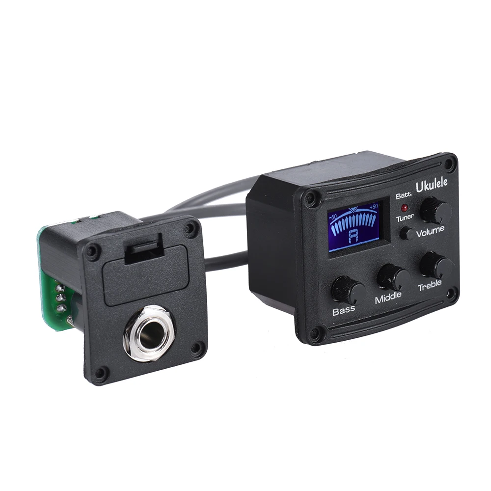 Ukulele Ukelele Uke Piezo Pickup Preamp 3-Band EQ Equalizer Tuner System with LCD Display | Спорт и развлечения