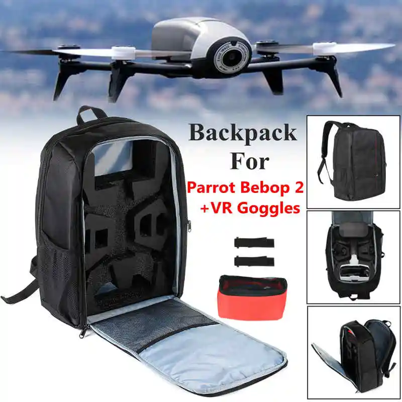 

New Black backpack For parrot bebop 2 power FPV + VR Goggles Camera Drones