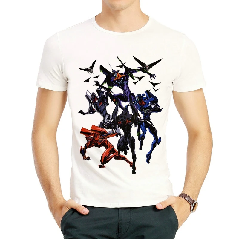 

Free Shipping Fashion Neon Genesi Printing Short Shirt White Neon Genesis Evangelion Tee Top Shirt