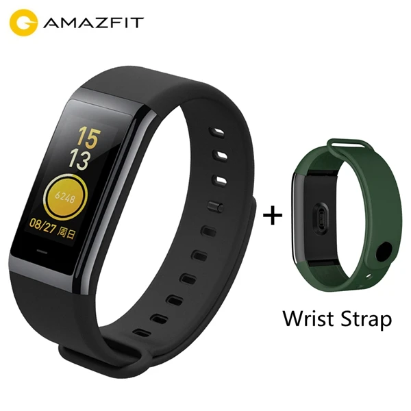 Фитнес-браслет Amazfit Cor, 1,23 дюймов, ips цветной экран, смарт-браслет, 5 АТМ, водонепроницаемый монитор сердечного ритма, английская версия - Цвет: Add Green Strap