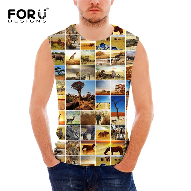FORUDESIGNS/мужская майка для тренировки животных, модная рубашка без рукавов для бодибилдинга, повседневная майка, быстросохнущие жилеты - Цвет: C4264CG