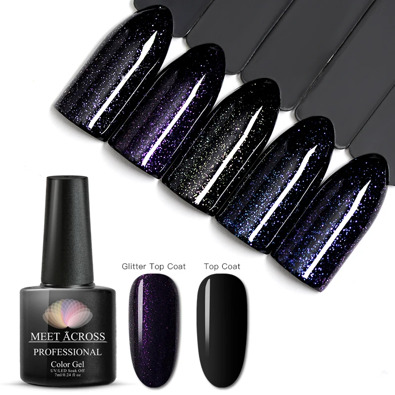 

MEET ACROSS 7ml Base And Glitter Top Coat Gel Nail Polish Transparent Soak Off Primer Gel Long Lasting Gel Lacquer Nail Art