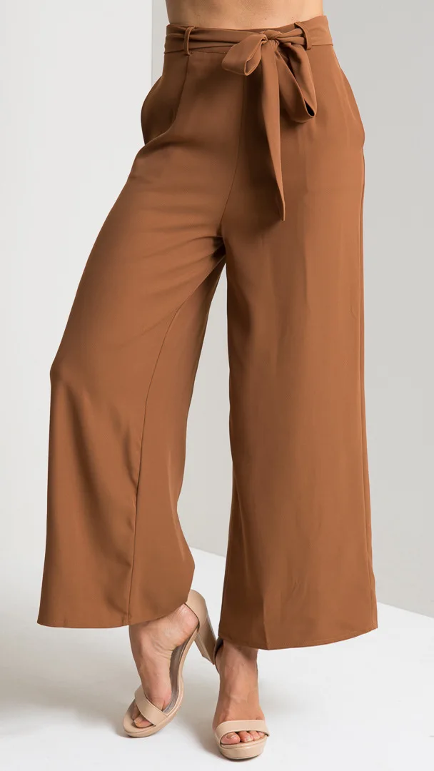 ICHOIX женские широкие брюки, свободные повседневные брюки с высокой талией, черные коричневые с поясом, офисные женские длинные штаны, летняя одежда