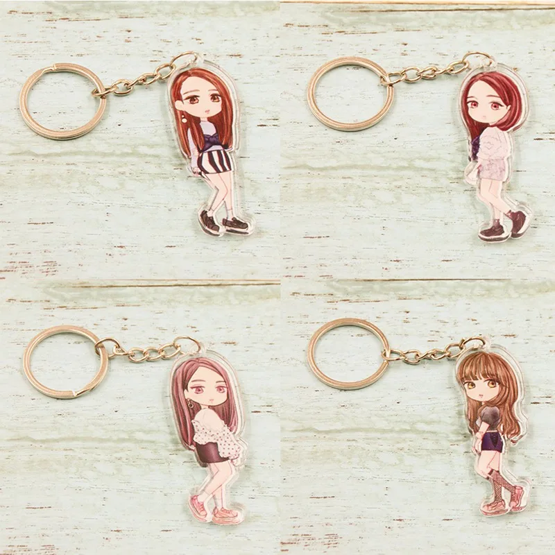 

2018 New Design Kpop Blackpink Muticolor Transparent Keychain ROSE JENNIE JISOO Fashion Keychain Gifts for Fans