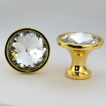 

10PCS Diamond shape Single Hole Knob Zinc Alloy Crystal furniture knob drawer knob cabinet cupboard door pull handle Golden base