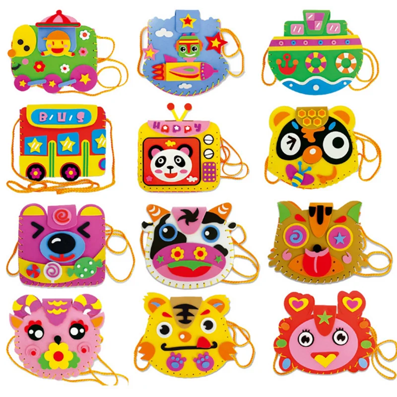 

1 pcs new Cute Handmade Handbag Bag Birthday Gift Kids DIY Sewing Backpack EVA Cartoon Educational Handwork Toys for Girls