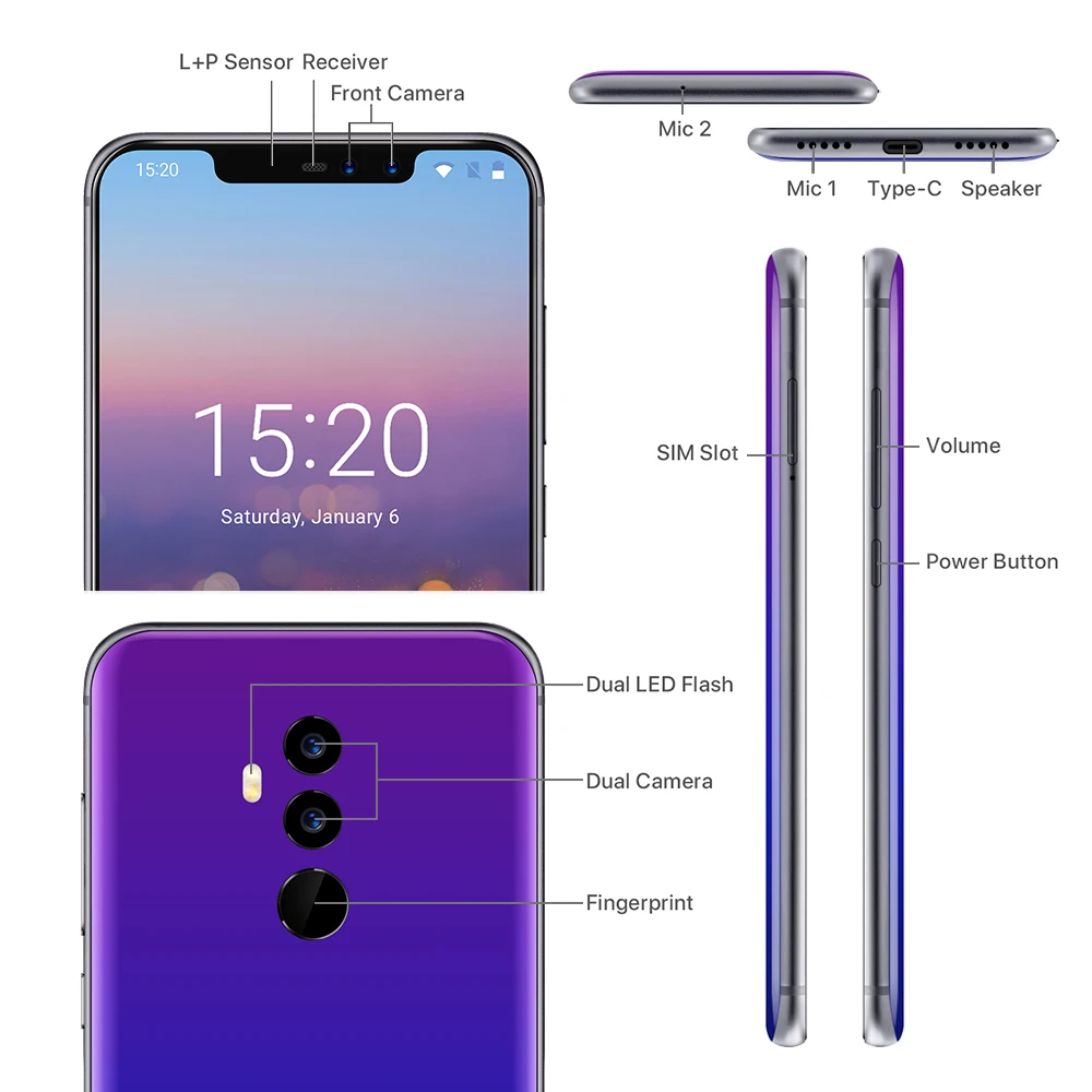 Umidigi Z2 специальное издание 4 Гб ОЗУ 64 ПЗУ мобильный телефон Helio P23 Octa Core 6 2 &quotAndroid 8 1