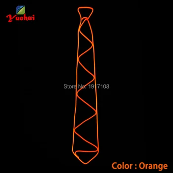 

The carnival of Orange Tie LED glowing EL wire Tie For bar,LED Club and Evening Party Decoraton Powered By 2xAA Battery