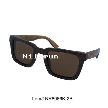 

retro square black bamboo sunglasses