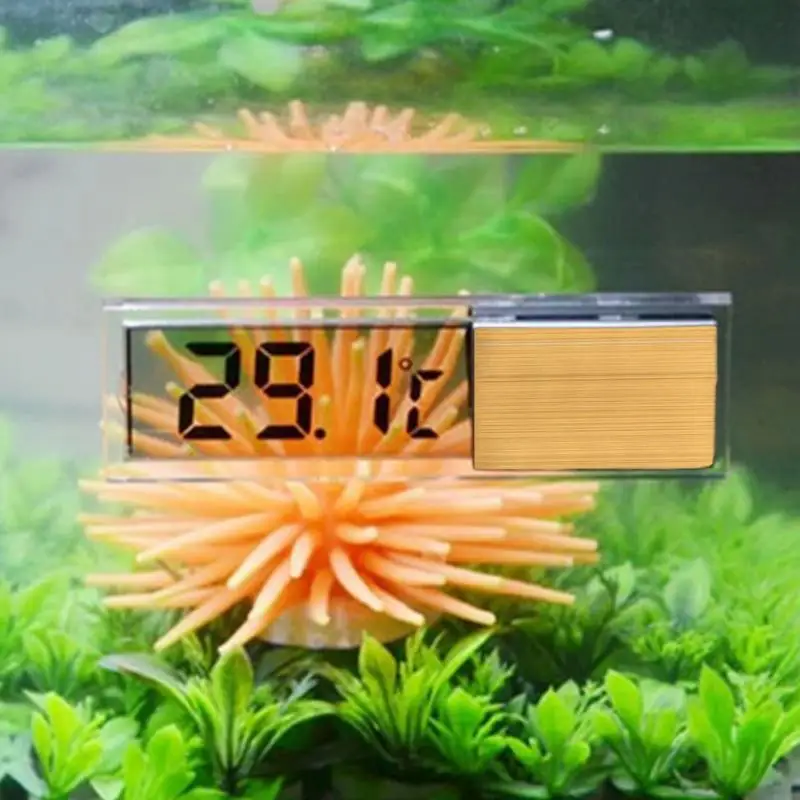 Новое поступление пластиковый металлический 3D цифровой электронный термометр для аквариума темп метр золото серебро