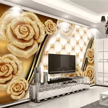 Обои на заказ, 3d Роскошные золотые розы, мягкие сумки, ювелирные обои, обои для гостиной, 3d Papel de parede