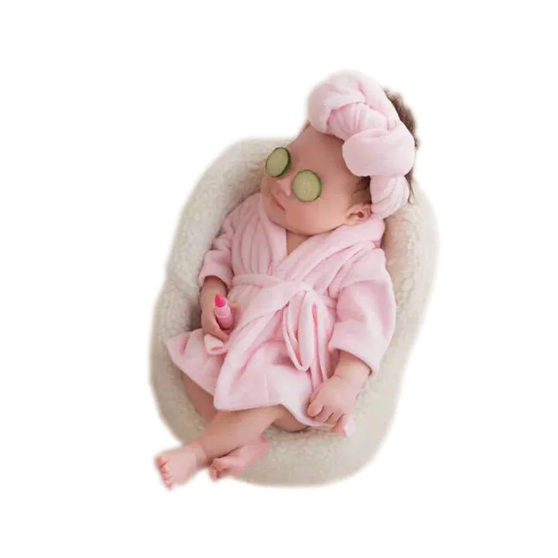 Tiny-Baby-Girl-Boy-Photo-Shoot-Flannel-Bathrobes-Outfits-with-Headbands-Newborn-Photography-Props-Baby-Posing