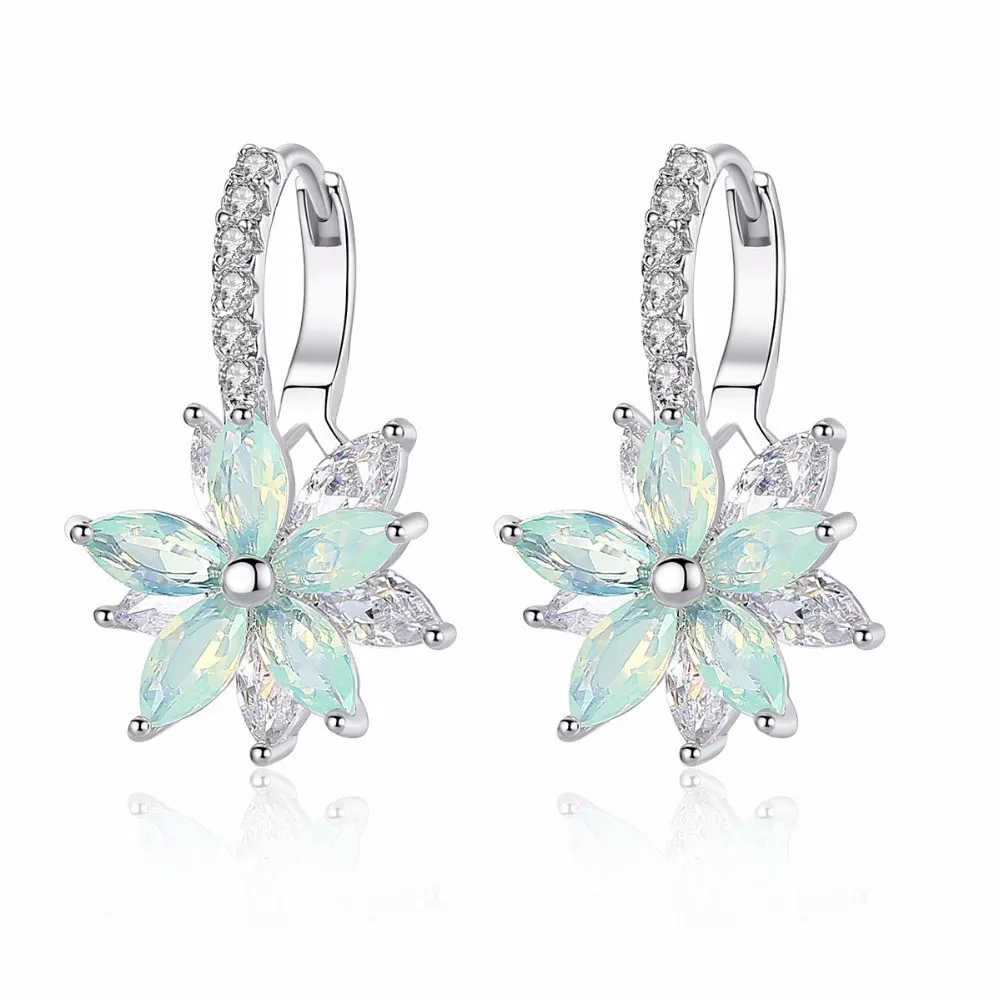 

New Cute Romantic Lovely Clear Stone Flower Shape Convenient Simple Stud Earrings Copper Cubic Zirconia For Women Party 2018
