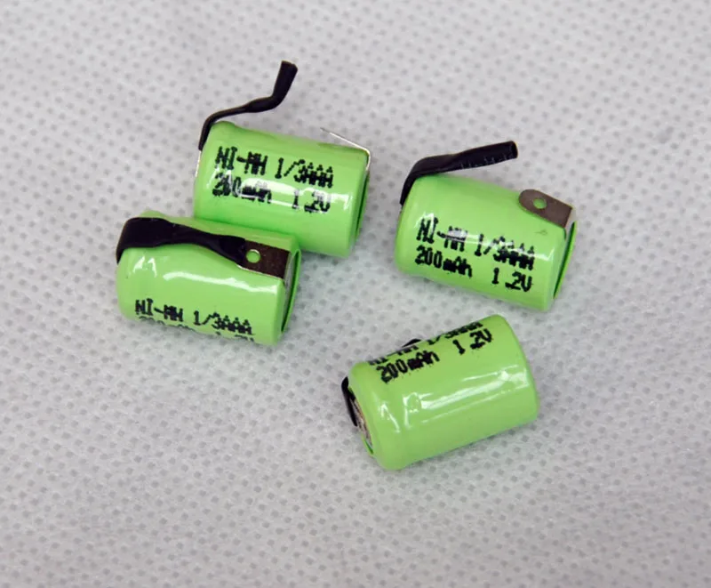 6 шт./лот 1,2 V 1/3AAA 200mAh Ni-MH Nimh 1/3 AAA аккумуляторная батарея с сваркой ноги шпильки вкладка плоский верх