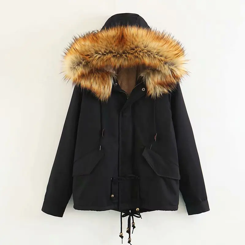 Épais Picture Col Poches Solide Just D'hiver Veste Picture Capuchon Fourrure Zipper Femmes Parka Lâche Horean De Nouveau just Wt050 À Like IxRFBqwAO
