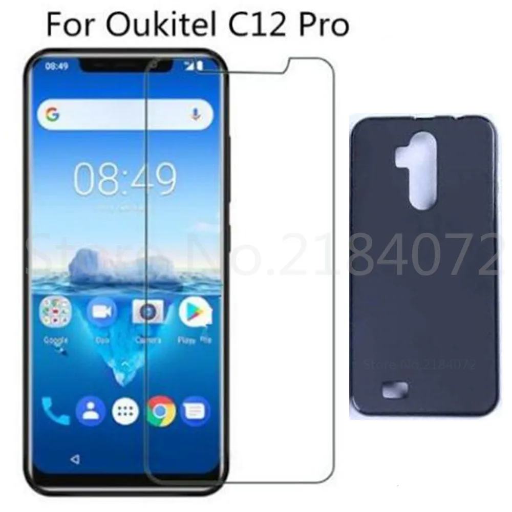 

For Oukitel C12 Pro Phone Protection Glass and Tpu Case Cover Silicone TPU Funda Tempered Glass for Oukitel C12 Pro