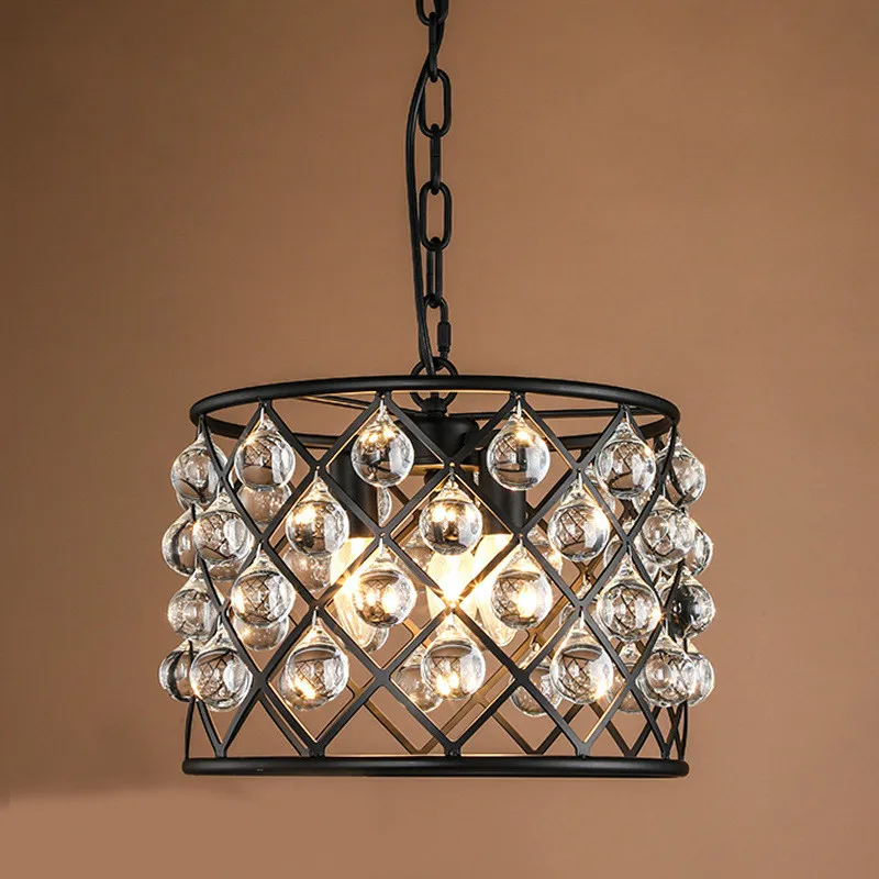 

Eusolis Vintage Lamp Lustres De Cristal Sala De Jantar Pendant Lights Crystal Deco Dining Room Lights Iron