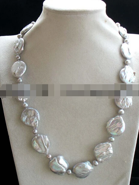 

~~ 11.25 freshwater pearl gray reborn keshi flat round necklace Discount 35%