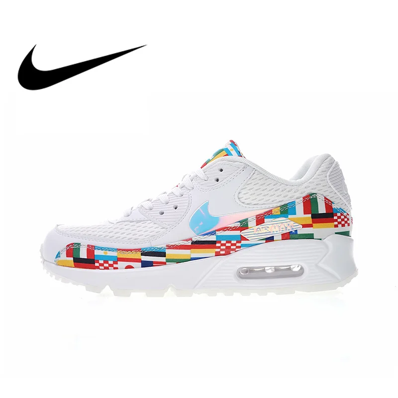 Оригинальные аутентичные Nike Air Max 90 NIC QS Международный флаг для мужчин's кроссовки Спорт на открытом воздухе спортивная обувь дышащая AO5119-100