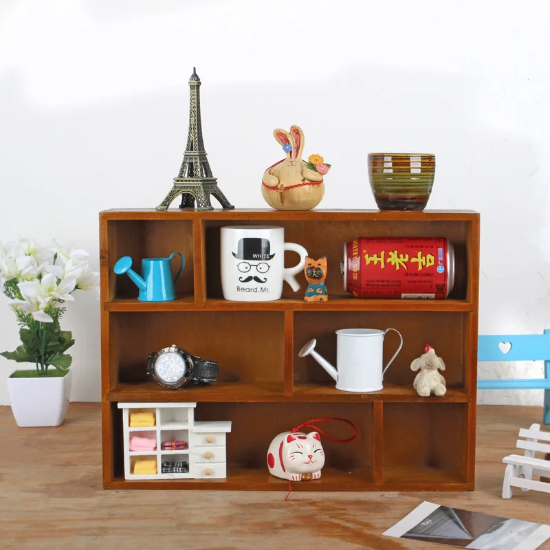 1PC Vintage Home Decor Zakka Wooden Wall Shelf Holder Decorative Wall