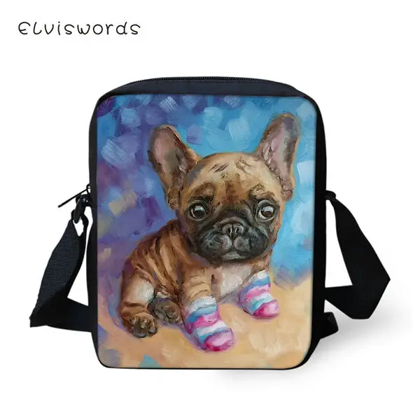 ELVISWORDS Flaps Messenger Bags Small Cute Women Bags Cartoon Bulldogs Print Pattern Girls Crossbody Bag Fashion Shoulder Purses - Цвет: CDWX2342E