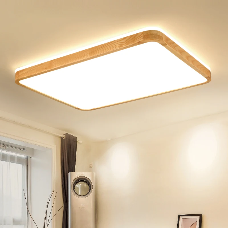  LED Ceiling Light Wood Round Square for Living Room Bedroom Indoor Lighting Fixture Surface Mounted - 32921831584