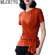 Модные футболки для женщин, летняя желтая розовая Женская футболка с коротким рукавом и круглым вырезом, корейский стиль, неровные летние футболки YQ204