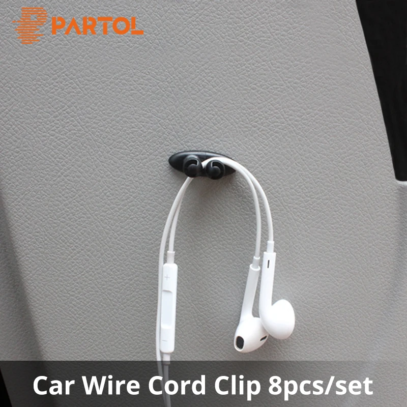 

Partol 8Pcs Car Styling Wire Holder Auto Tie Clip Fixed Clamp Organizer Automotive Cable Car Charger Line Headphone Cable Holder
