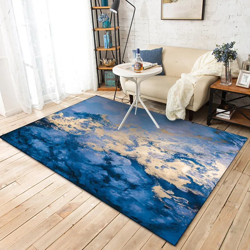 

Nordic INS abstract blue coast carpet living room bedroom bedside entrance elevator floor mat sofa coffee table anti slip carpet