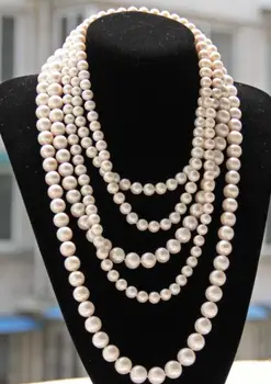 

gorgeous AAA9-11mm south sea round white pearl necklace 48"14K Gold Clasp KKK