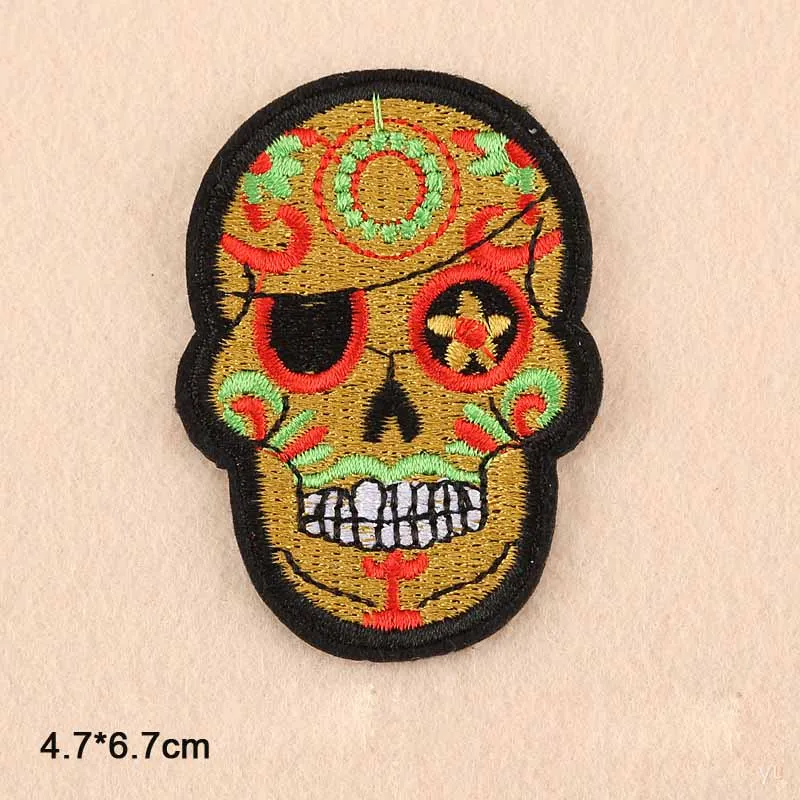 

Skull Cross Crucifix Iron On Patches Embroidered Clothes Patch For Clothing Clothes Stickers Garment Apparel Accessories