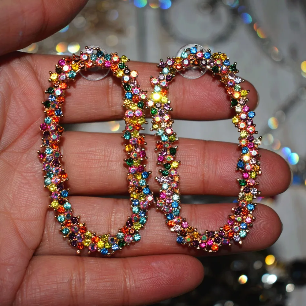 

Qiaose Bohemian Jewelry Rhinestone Geometric Stud Earrings for Women Fashion Jewelry Boho Maxi Collection Earrings Accessories