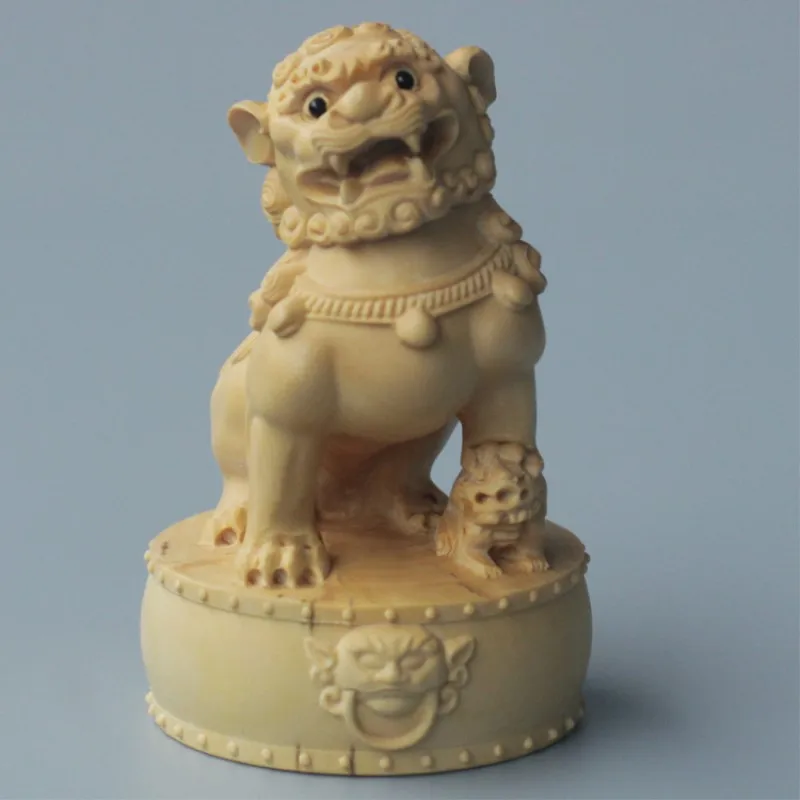 Boxwood carving Town house lion Animal Handicrafts Study Decoration Home accessories gifts sculpture statue Decorations | Дом и сад