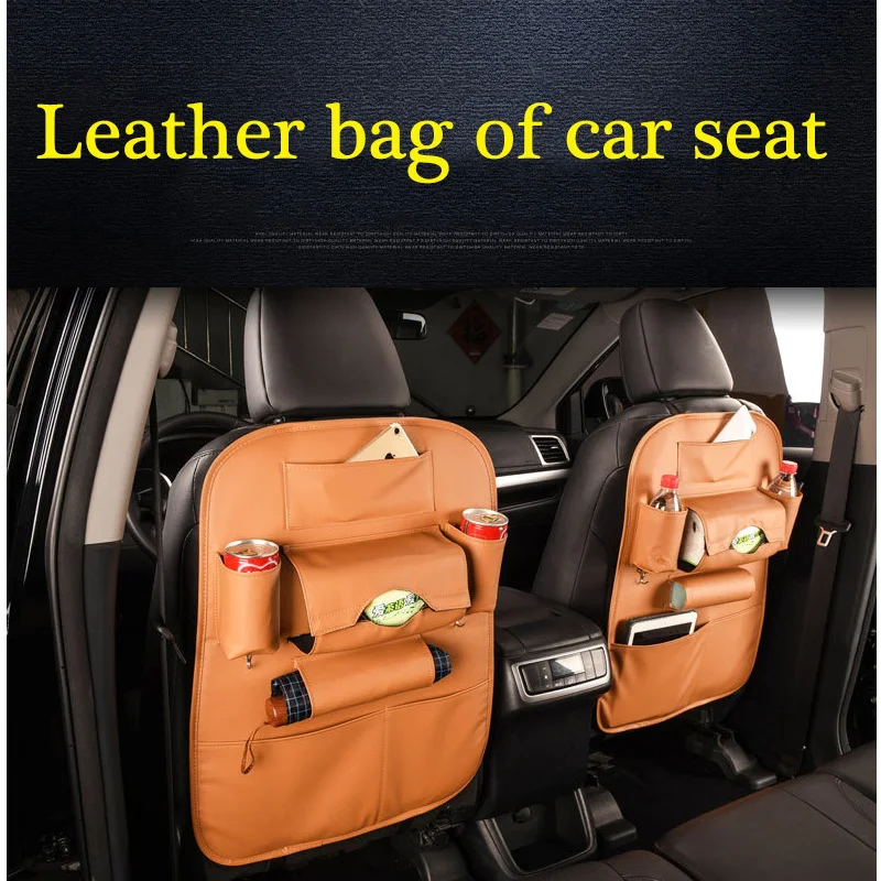 XYWPER Car Seat Back font b Storage b font Bag Organizer PU Leather Pad Cups font