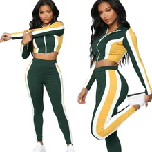 Пикантные для женщин Йога Комплект с длинным рукавом тренировки спортивный костюм спортивная одежда лето г. лоскутное тренажерный зал