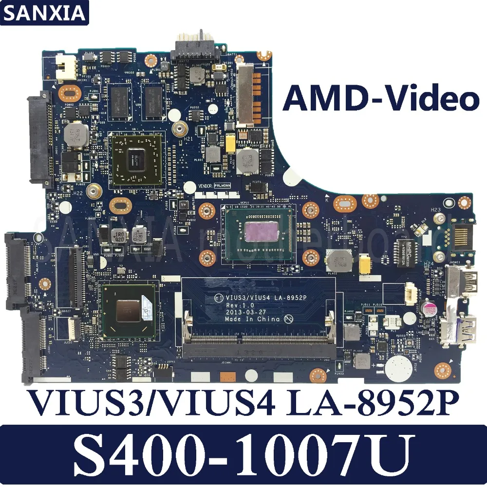 KEFU VIUS3/VIUS4 LA-8952P REV:1.0 Laptop motherboard for Lenovo S400 S400T Test original mainboard 1007U-CPU AMD-Videocard