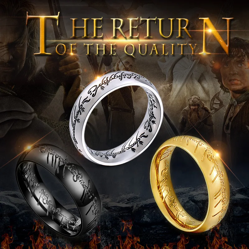 

2019 Gold Color Hobbit Gift Midi Ring Stainless Steel One Ring Of Power jewelry Lord of Ring Women and Men High Quality BR-R059