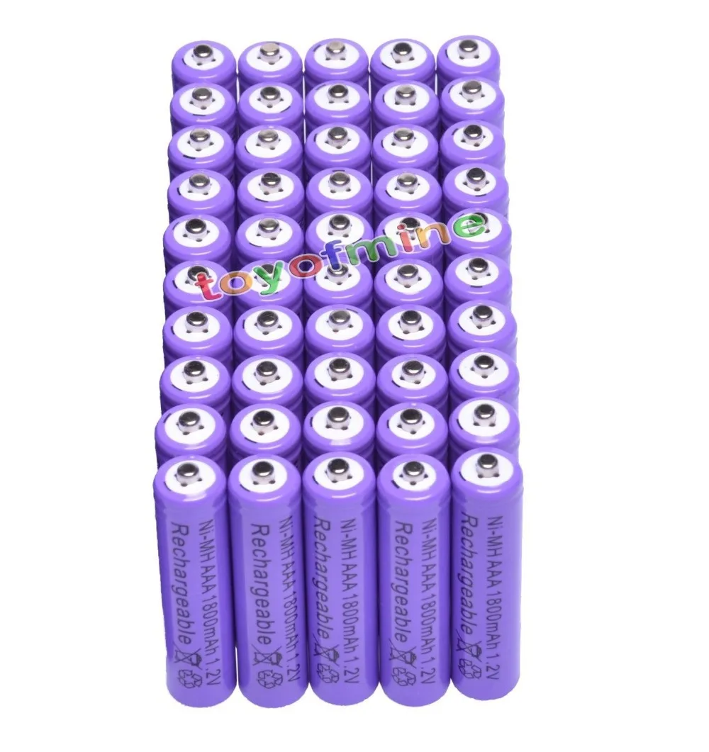 50x AAA 1800mAh 3A 1,2 V Ni-MH фиолетовый Аккумулятор для MP3 RC игрушки