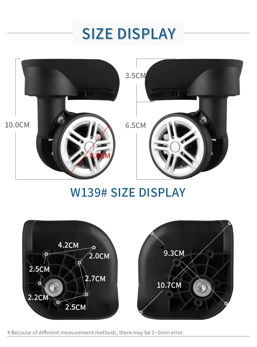 W139 чемодан колеса ремонт чемодан немой нейлоновые колеса аксессуары для багажа ролики цвет немой Колеса Тележка чехол универсальное