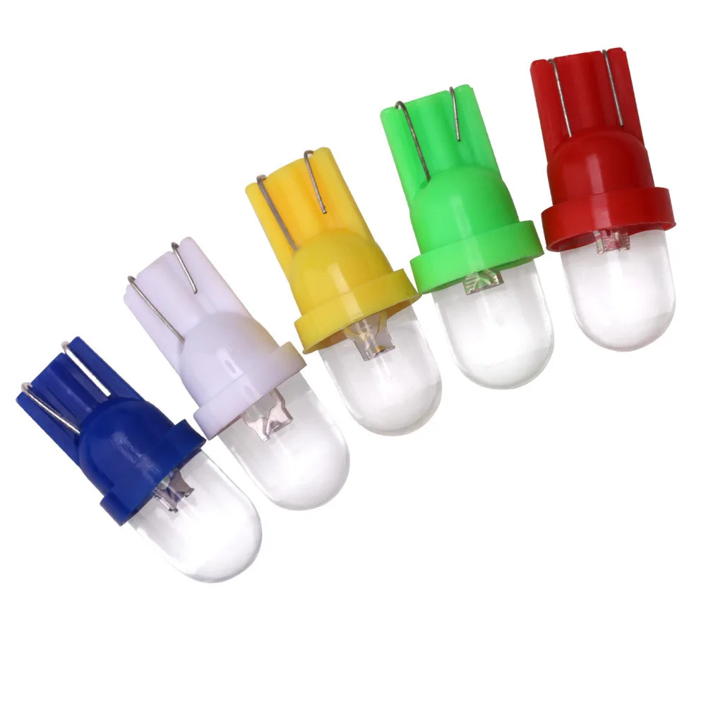 

6V 6.3V 100X T10 Convex Lens LED Bulbs with Wedge Base for Dashboards White Red Blue Green Amber RGB